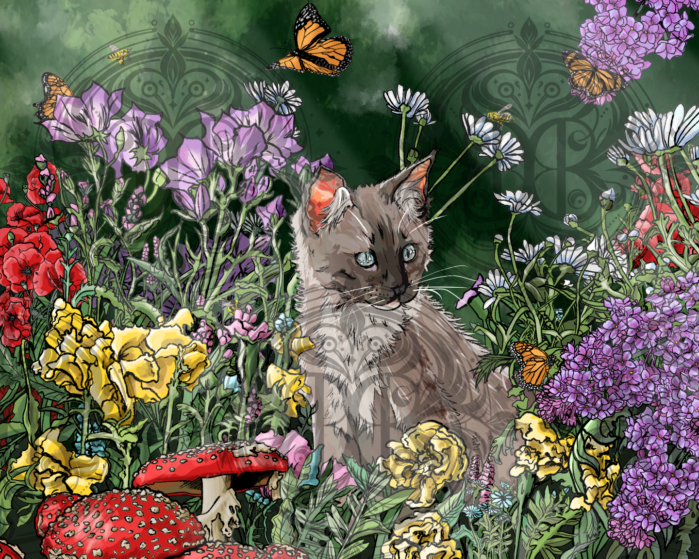 Garden Kitten Large print