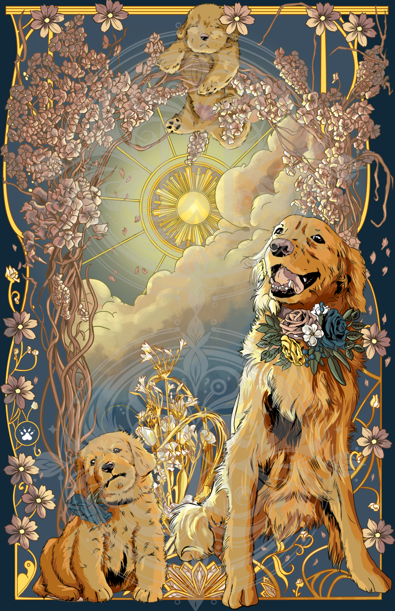 Golden's with Flowers Small print