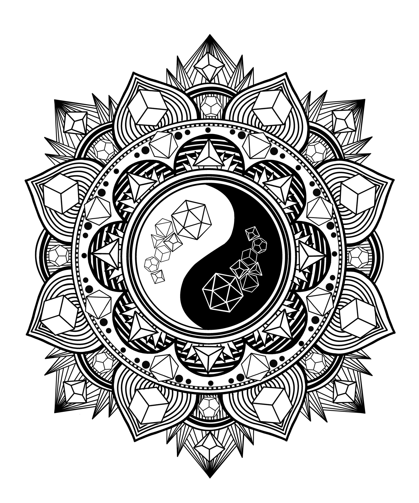 Ornamental Lotus Symbol Dice Design Sticker