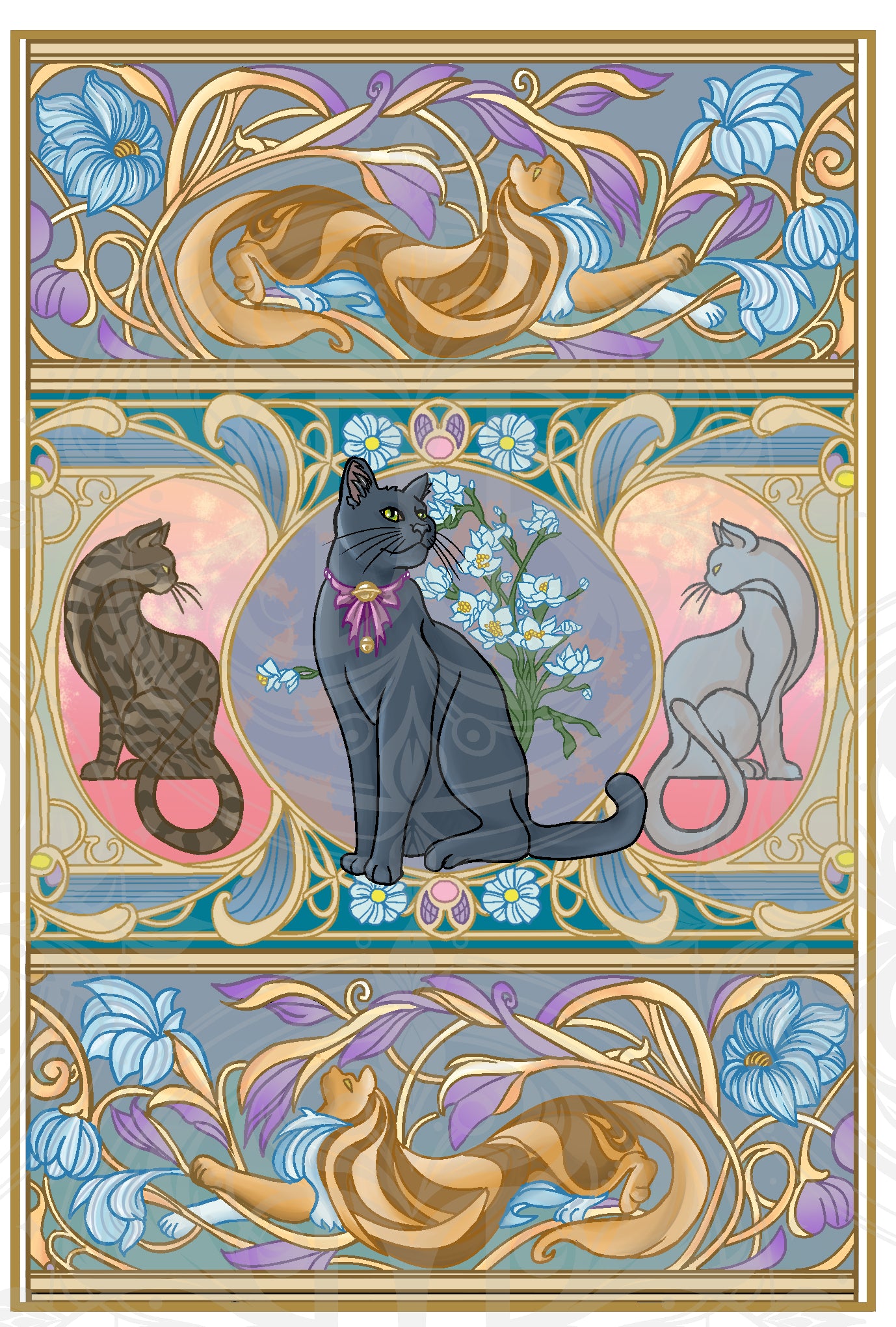Art Nouveau Cat Postcard