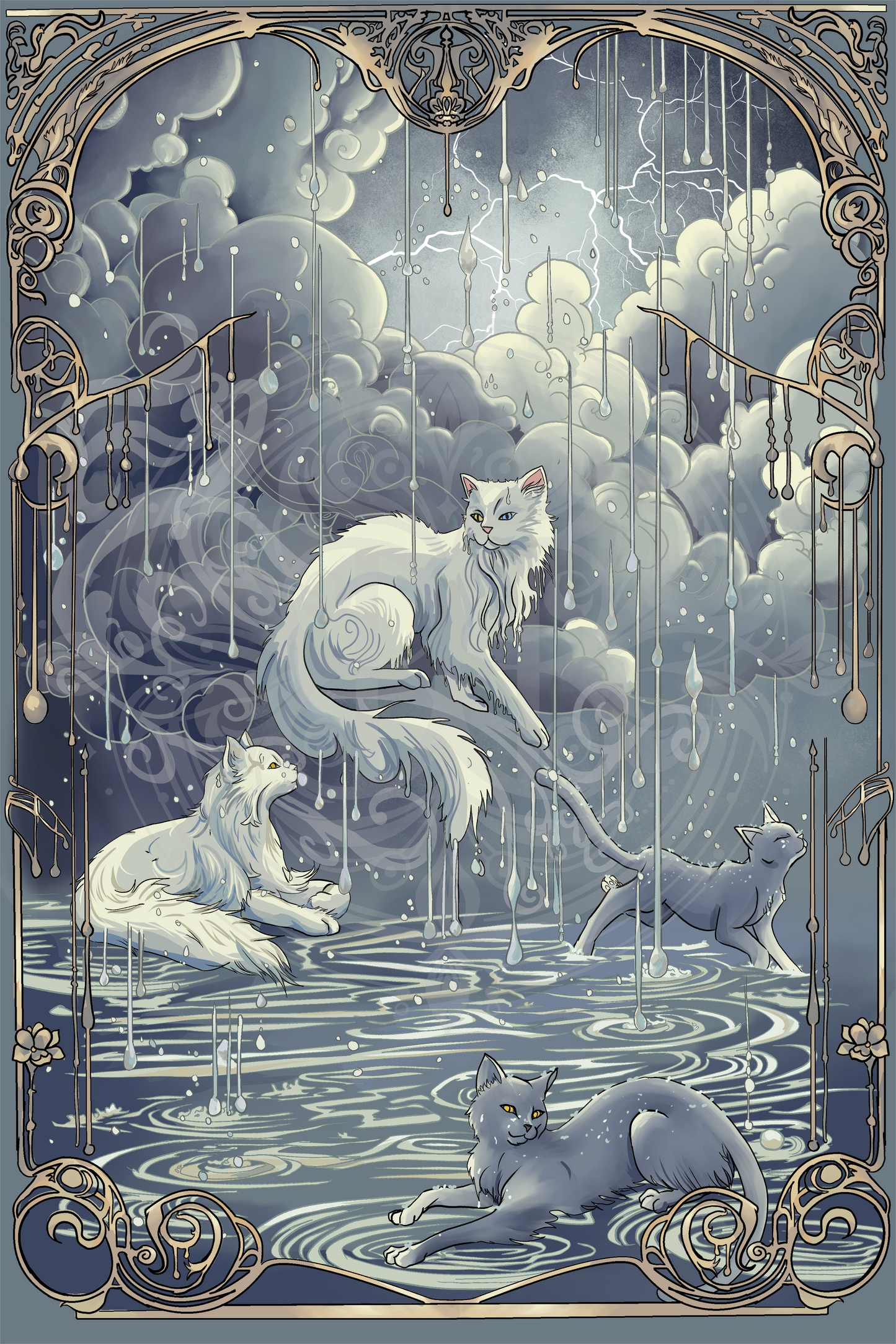 Raining Cats Small-Sized Print