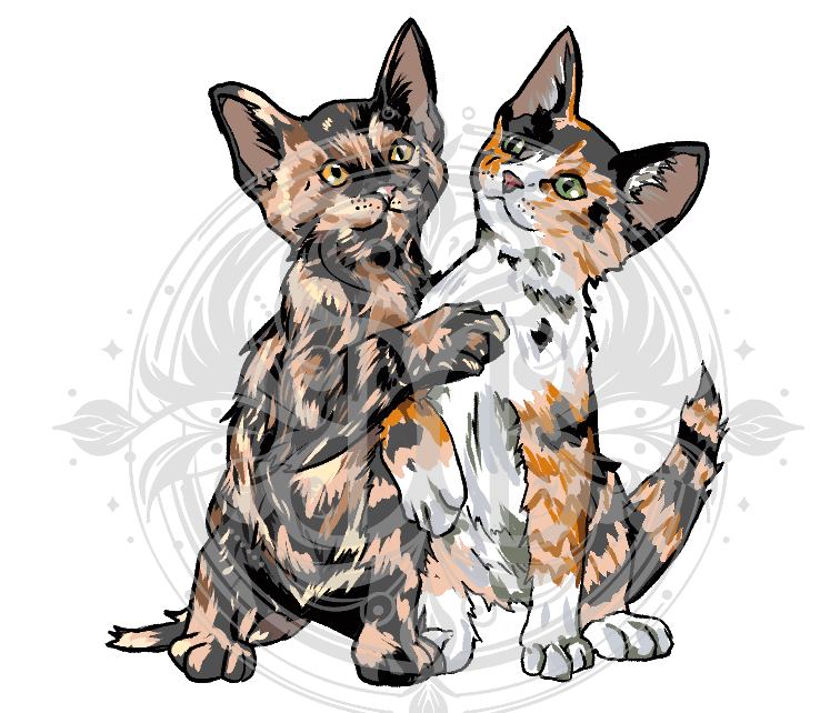 Torbie and Calico Kittens Sticker