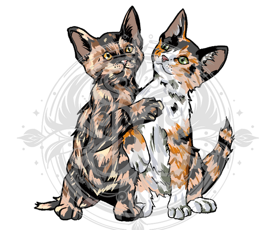 Torbie and Calico Kittens Sticker