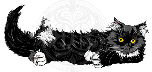 Belly up Tuxedo Cat sticker
